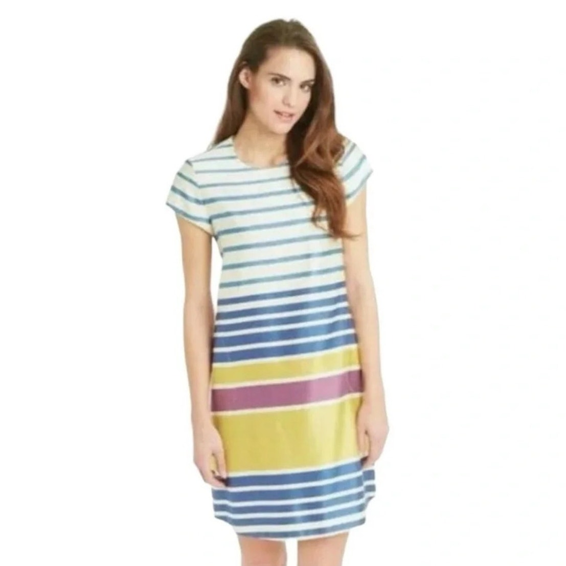 J. Mclaughlin Striped Short Sleeve Shift Dress Size Xl